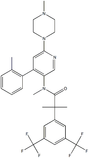 2-[3,5-bis(trifluoromethyl)phenyl]-N,2-dimethyl-N-[4-(2-methylphenyl)-6-(4-methylpiperazin-1-yl)pyridin-3-yl]प्रोपनामाइड
