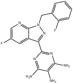 2-[5-फ्लोरो-1-(2-फ्लोरोबेंझिल)-1H-पायराझोलो[3,4-b]पायरीडिन-3-yl]पायरीमिडीन-4,5,6-ट्रायमाइन