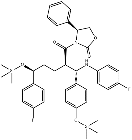 3-[(2R,5S)-5-(4-फ्लुरोफेनिल)-2-[(S)-[(4-फ्लोरोफेनिल(एमिनो)]][4-[ट्रायमेथिलसिलिल]-ऑक्सी]फिनाइल]मिथाइल]-1- ऑक्सो-5-[(ट्रायमेथाइलसीली)-ऑक्सी]पेंटाइल]-4-फिनाइल-(4एस)-2-ऑक्सझोलिडिनोन