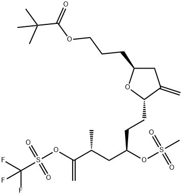3-((2S,5S)-5-((3R,5R)-5-Methyl-3-((methylsulfonyl)oxy)-6-(((trifluoromethyl) sulfonyl)oxy)hept-6-en-1- yl)-4-methylenetetrahydrofuran-2-yl)propyl pivalate
