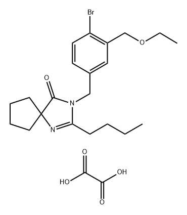 3-(4-ब्रोमो-3-(इथॉक्सिमथिल)बेंझिल)-2-ब्युटाइल-1,3-डायझास्पिरो[4.4]नॉन-1-एन-4-वन, एथेनेडिओएट (1:2)