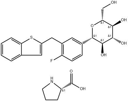 L-Proline compd. (1S)-1,5-anhydro-1-C-[3-(बेंझो[b]थिएन-2-यलमेथाइल)-4-फ्लुरोफेनिल]-डी-ग्लुसिटोल (1:1) सह