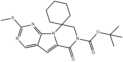 स्पिरो[सायक्लोहेक्सेन-१,९'(६'एच)-पायराझिनो[१',२':१,५]पायरोलो[२,३-डी]पायरीमिडीन]-७'(८'एच)-कार्बोक्झिलिक ऍसिड, २' -(मेथिलथियो)-6'-ऑक्सो-, 1,1-डायमिथाइल एस्टर