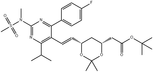 tert-Butyl 6-[(1E)-2-[4-(4-fluorophenyl)-6-(1-methylethyl)-2-[मिथाइल(methylsulfonyl)amino]-5-pyrimidinyl]ethenyl]-2,2- डायमिथाइल-1,3-डायॉक्सेन-4-एसीटेट